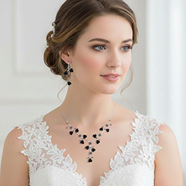 Rhinestone Embellished Rose Flower Cluster Vine Necklace