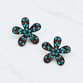 Crystal flower stud earrings