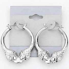 Metal Indian Headdress Pin Catch Hoop Earrings