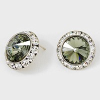 Rivoli Cut Genuine Crystal Round Stud Earrings