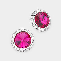 Rivoli Cut Genuine Crystal Round Stud Earrings