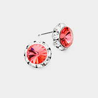 Rivoli Cut Genuine Crystal Round Stud Earrings