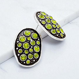 Crystal bubble plate earrings