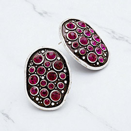 Crystal bubble plate earrings