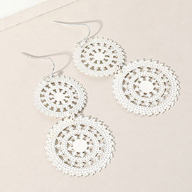 Metal Double Wheel Drop Filigree Earrings