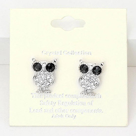 Crystal Owl Stud Earrings