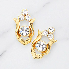 Stone Embellished Metal Stud Earrings