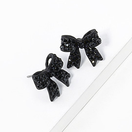 Crystal Rhinestone Pave Bow Stud Earrings