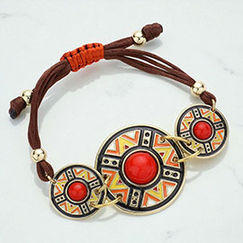 Aztec Triple Round Cinch Pull Tie Bracelet