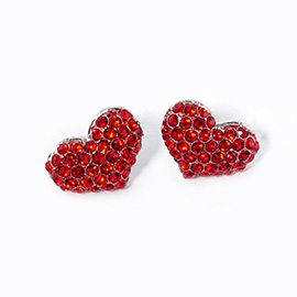 Crystal Pave Heart Stud Earrings