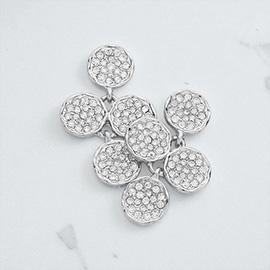 Crystal Rhinestone Pave Disk Cluster Earrings