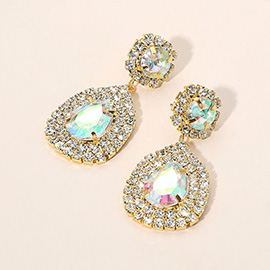 Glass Crystal Teardrop Evening Earrings