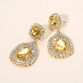 Glass Crystal Teardrop Evening Earrings