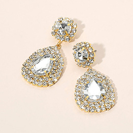 Glass Crystal Teardrop Evening Earrings
