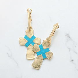 String Tied Cross Earrings
