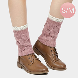 Lace Trim Knit Leg Warmer Boot Topper