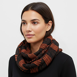 Striped Textured Knit Infinity Scarf