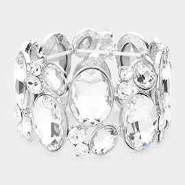 Oval Crystal Rhinestone Stretch Bracelet