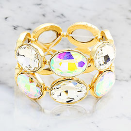 Oval Rhinestone Stretch Evening Bracelet