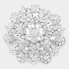 Oversized Flower Crystal Pave Pin Brooch