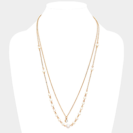 Double Layer Crystal Pearl Necklace