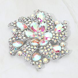 Floral Pinwheel Glass Crystal Pin Brooch