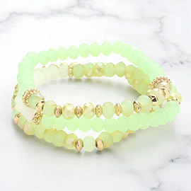 3PCS - Faceted bead strand stack stretch bracelets
