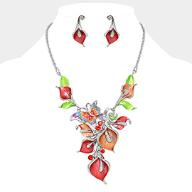 Colorful butterfly petal cluster vine necklace