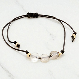 Triple Glass Beaded Adjustable Cinch Pull Tie Bracelet