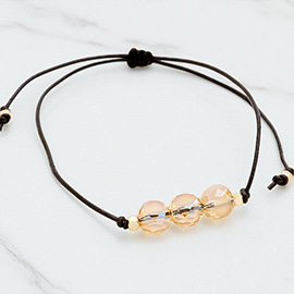 Triple Glass Beaded Adjustable Cinch Pull Tie Bracelet