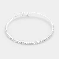 Crystal rhinestone coil cuff bracelet