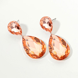 Glass Crystal Teardrop Evening Earrings