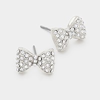 Crystal bow stud earrings
