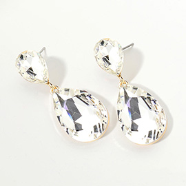 Glass Crystal Teardrop Evening Earrings