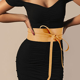 Wide Faux Leather Wrap Belt