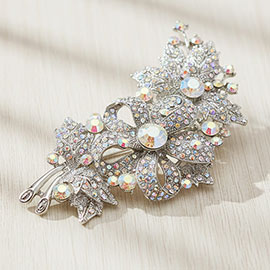 Crystal Stone Paved Flower Pin Brooch