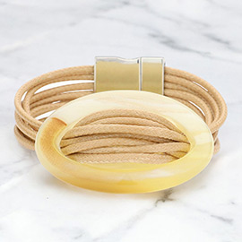 Celluloid hoop accented multi-tier cord bracelet