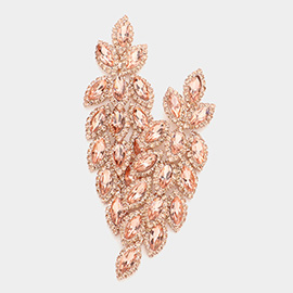 Crystal Stone Leaf Cluster Marquise Evening Earrings