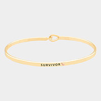 Survivor _ Thin Metal Pink Ribbon Hook Bracelet