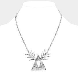 Beaded Cutout Triangle Metal Necklace
