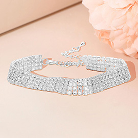 4 Rows Pave CZ Tennis Evening Bracelet