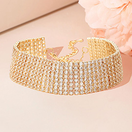 8 Rows Pave CZ Tennis Evening Bracelet