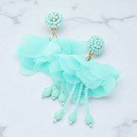 Beaded Dome Flower Dangle Earrings