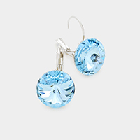 Genuine Round Crystal Lever Back Earrings