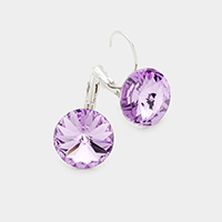 Genuine Round Crystal Lever Back Earrings