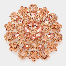 Oversized Flower Crystal Pave Pin Brooch