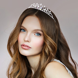 Crystal Rhinestone Pave Heart Princess Tiara