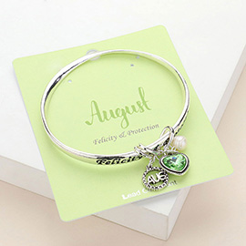 Felicity Protection August Heart Birthday Stone Charm Bracelet