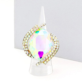 Oval Crystal Centered Stretch Ring