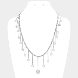 Drop Metal American Coin Fringe Bib Necklace